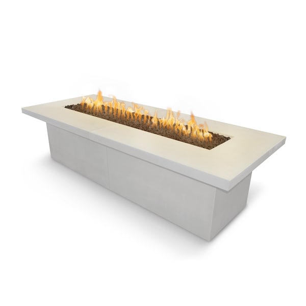 The Outdoor Plus 72 Rectangular Newport Fire Table, GFRC Concrete, White, Liquid Propane OPT-NPTT72E12V-LIM-LP - main
